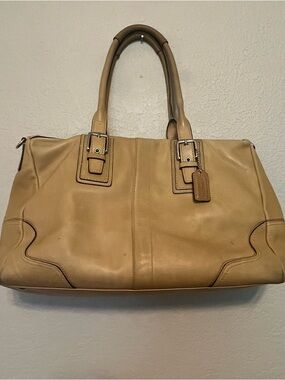 COACH Hamilton Soft Leather Satchel Purse Bag Tan Butter Yellow D1098-F13811